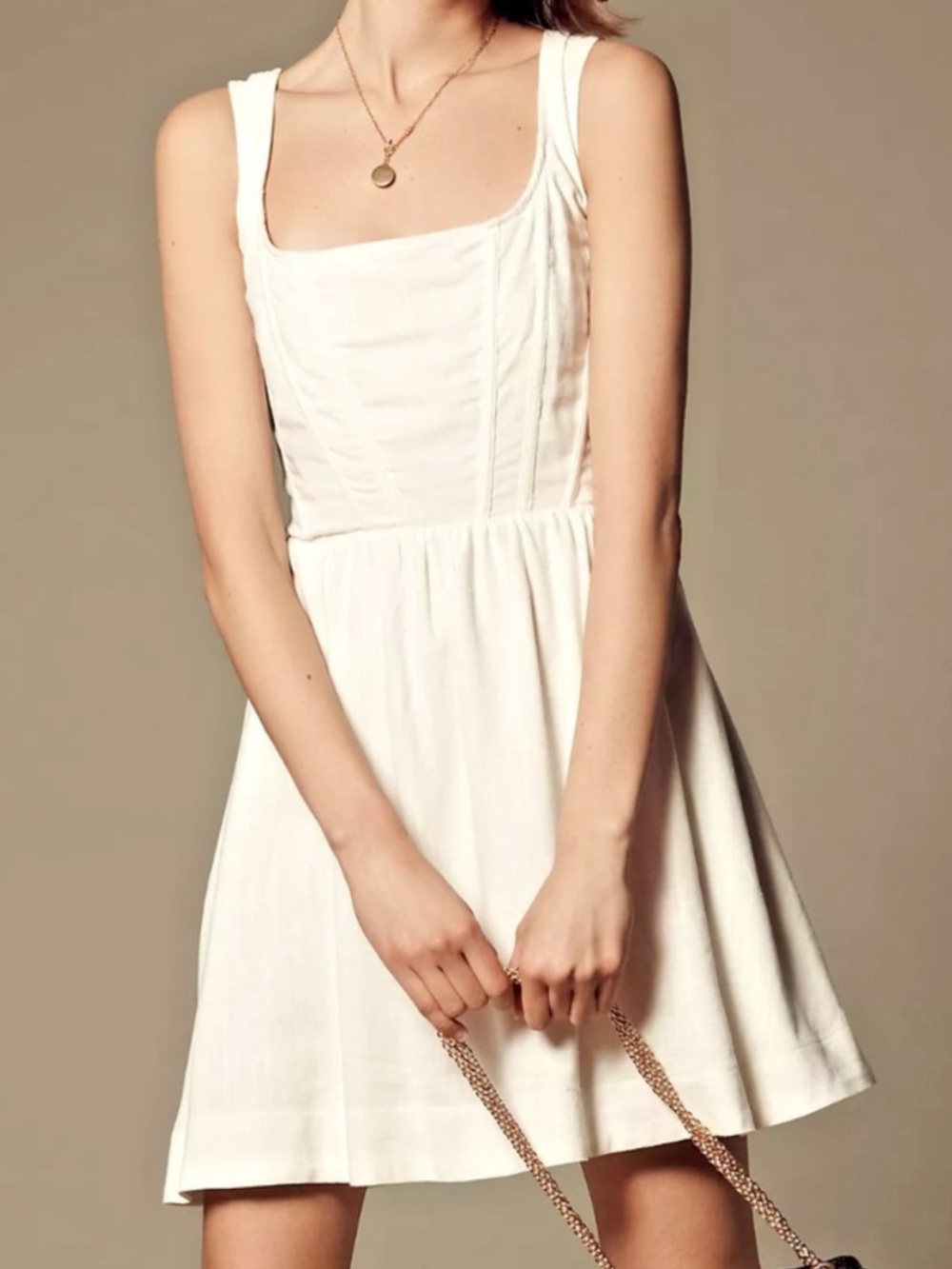 Aureta Anthropologie Fit and Flare White Mini Dress